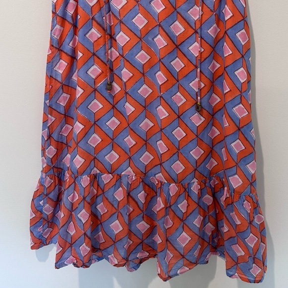 Oliphant Orange Pink Blue Diamond Sleeveless Ruffle Hem
Dress Size M - Picture 4 of 10